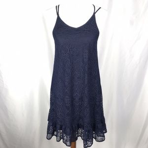 Anthropologie Freeway Lace Shift Dress Flutter Hem